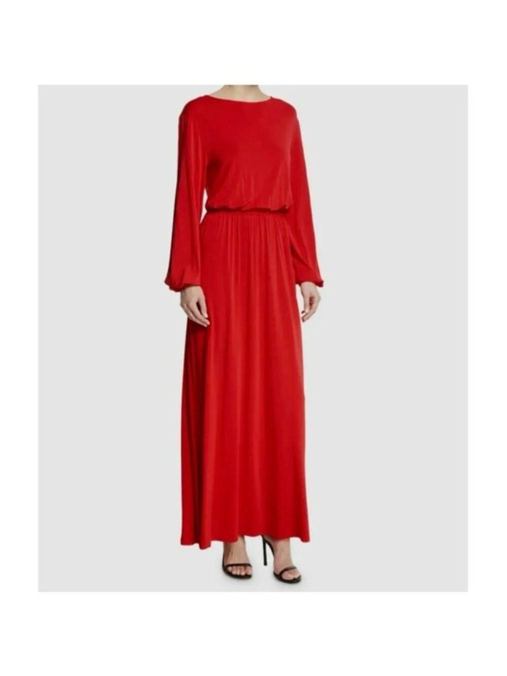 ELIZABETH AND JAMES long sleeve boat neckline midi-calf length Flowy Red Dress L